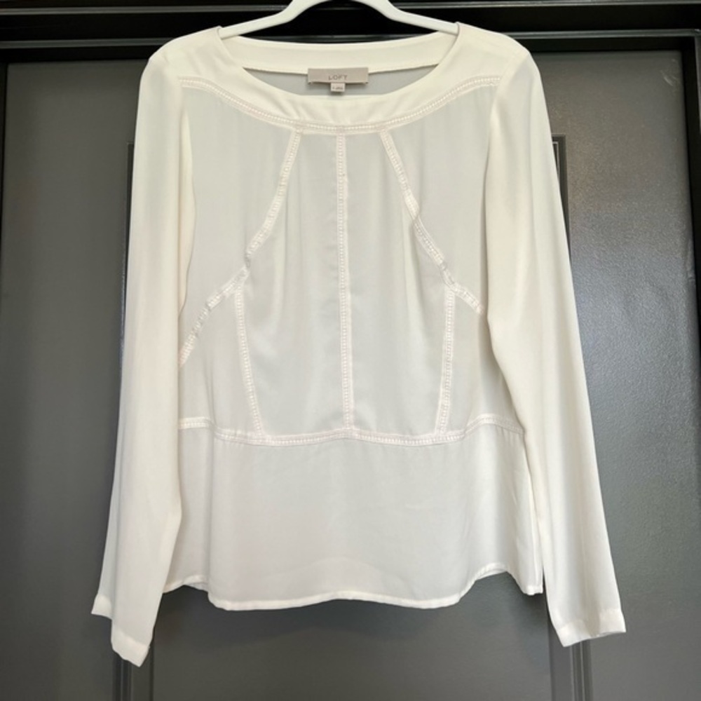 EUC LOFT Long Sleeve Blouse Size S Ivory